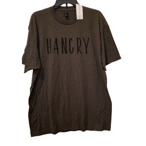 Ady Belle Womens Graphic T Shirt "Hangry" Dark Grey Size XL Soft 100% Cotton